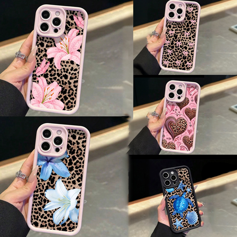 Xo Phone Accessories - Pink Bow Lily Flower Leopard Print