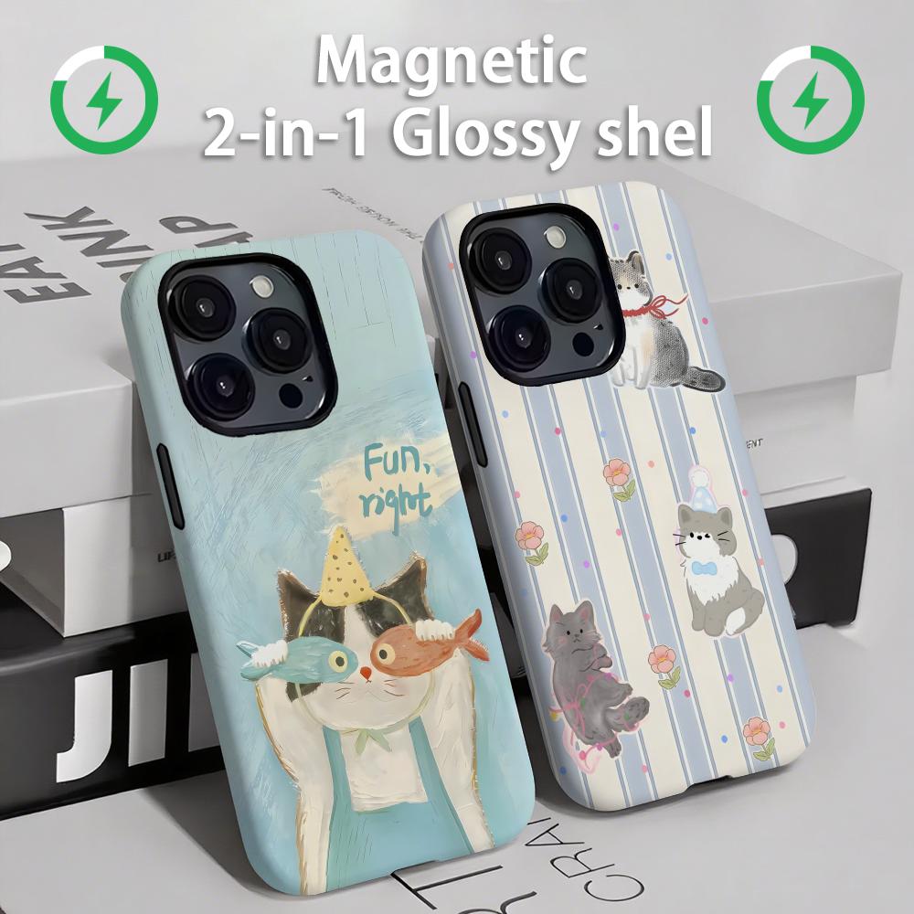Cute cats and dogs  Phone Case - Phone Accessories Magnetic ulasan dan harga